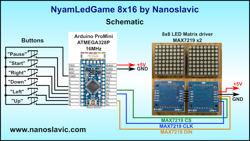 Nyam LED game schematic